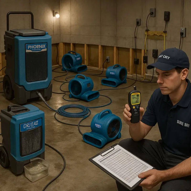 Structural Drying and Dehumidification process in Hamilton Worcester, MA